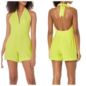 Dress the Population Lemongrass Yellow Backless Romper Pockets Small New